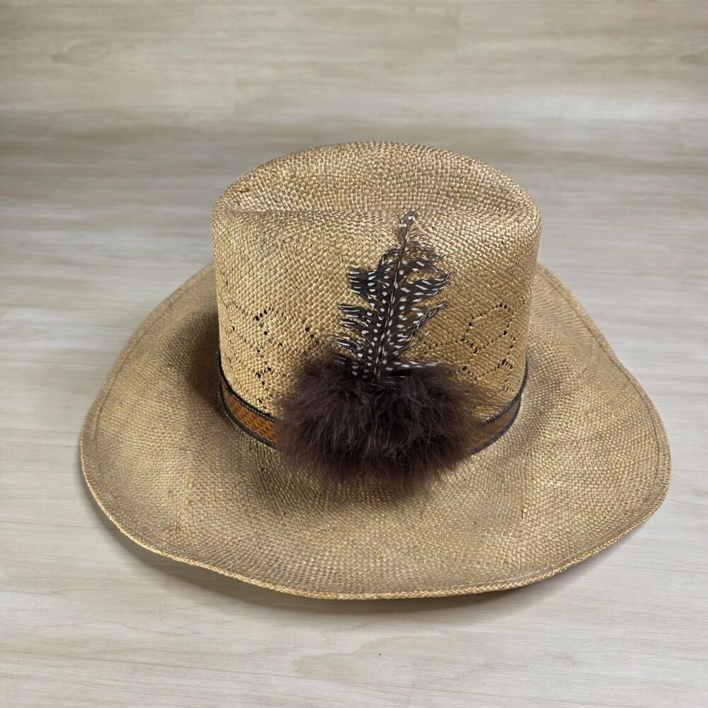 Vintage Stetson Roadrunner Bryantcote Straw‎ Cowboy Hat Size 7 Read